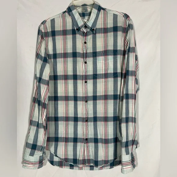 Club Monaco | Shirts | Club Monaco Slim Fit Blue Red Striped Long Sleeve Dress  Shirt Mens Medium | Poshmark